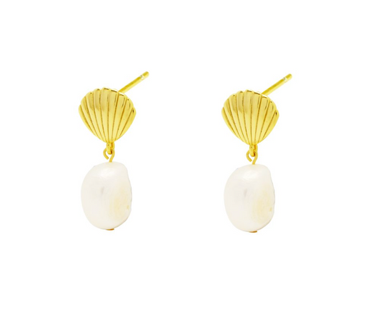 Shelly Pearl Earrings - Gold