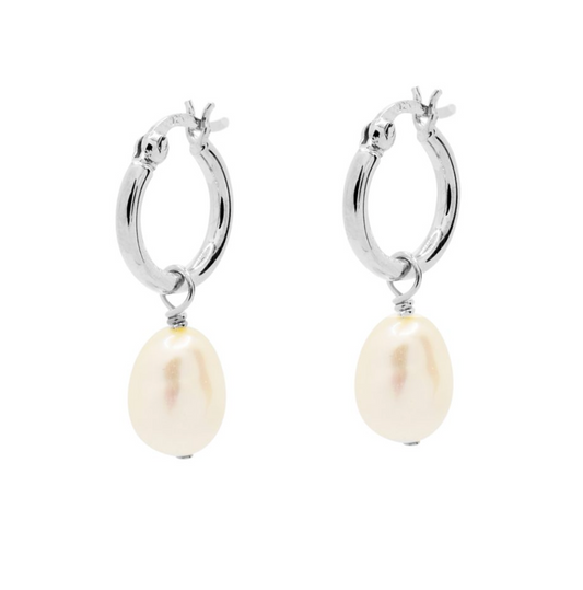 Charlotte Pearl Hoop - Sterling Silver