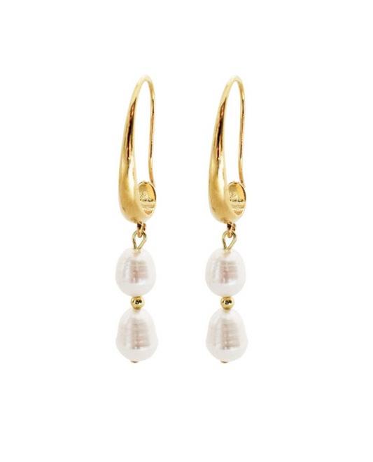 Zoe Drop Pearl Earrings - Gold